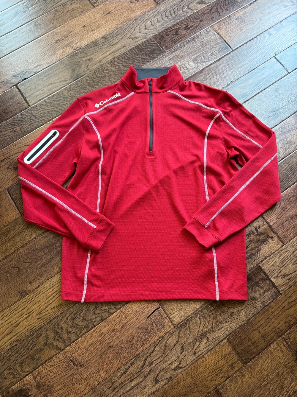 Columbia Red Half-Zip Athletic Top with White Trim